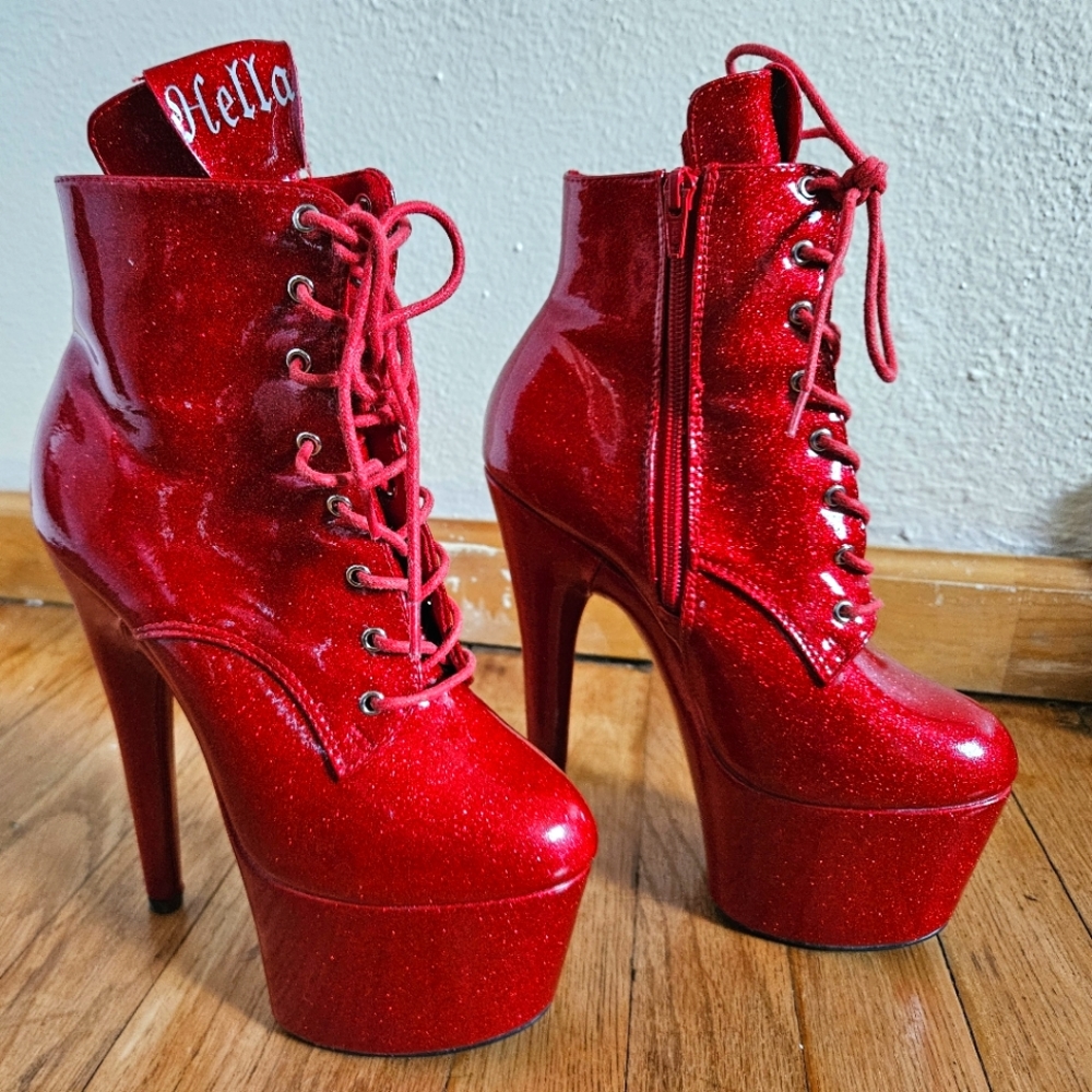 Hella heels red glitterati boots